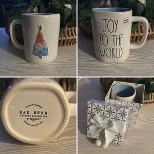 Rae Dunn double sided ceramic Joy Mug and gift box (NWT)